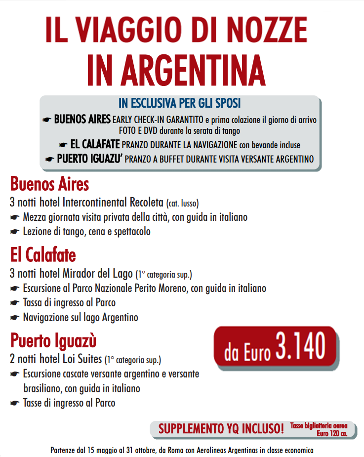 Pacchetto Mappamondo Viaggio Di Nozze Argentina Saybri Travel